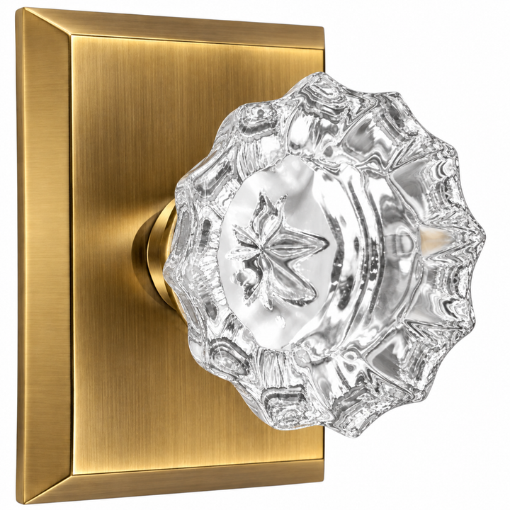 Magnifique® Rectangular Door Set with Crystal Fluted Knobs (Several Finishes Available)