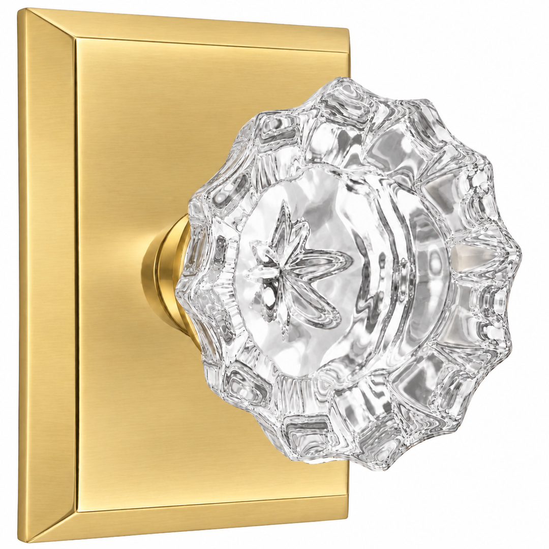 Magnifique® Rectangular Door Set with Crystal Fluted Knobs (Several Finishes Available)