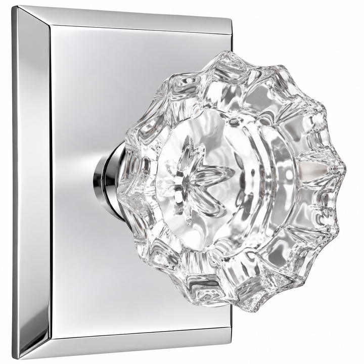 Magnifique® Rectangular Door Set with Crystal Fluted Knobs (Several Finishes Available)
