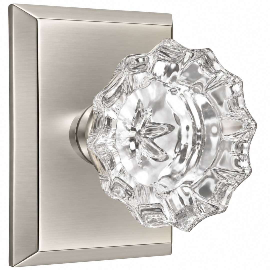 Magnifique® Rectangular Door Set with Crystal Fluted Knobs (Several Finishes Available)