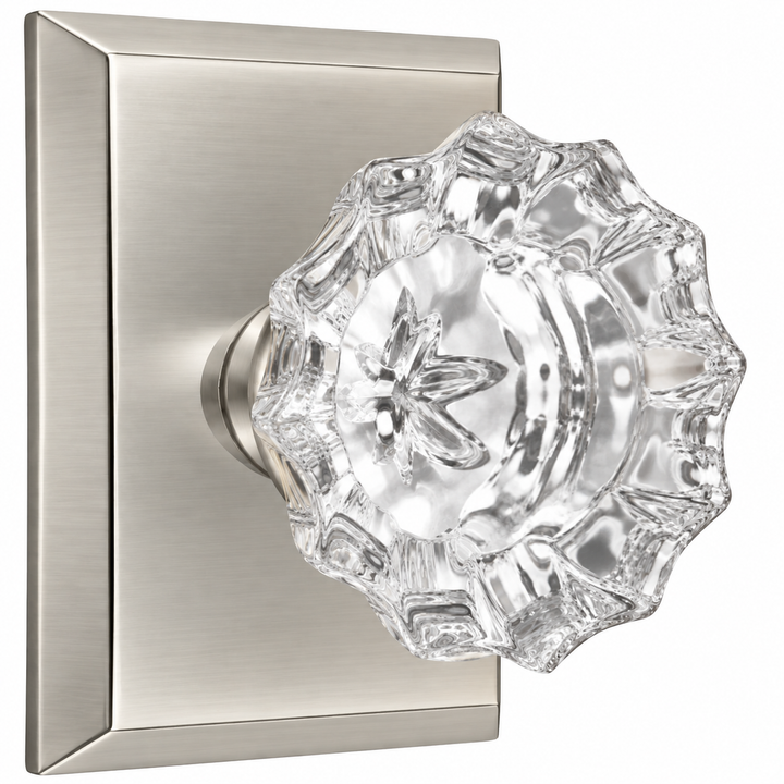Magnifique® Rectangular Door Set with Crystal Fluted Knobs (Several Finishes Available)