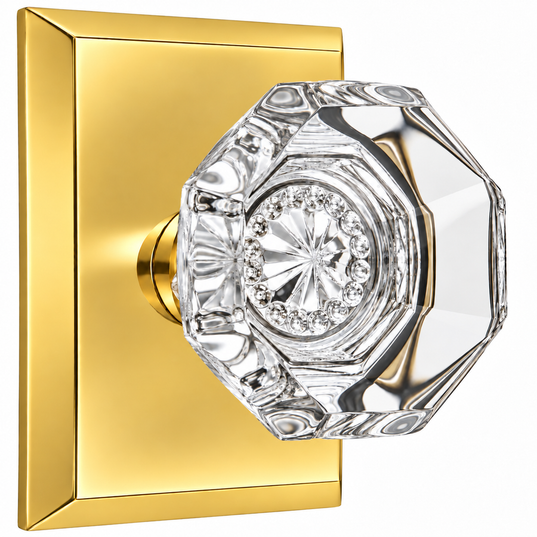 Magnifique® Rectangular Door Set with Crystal Octagon Knobs (Several Finishes Available)