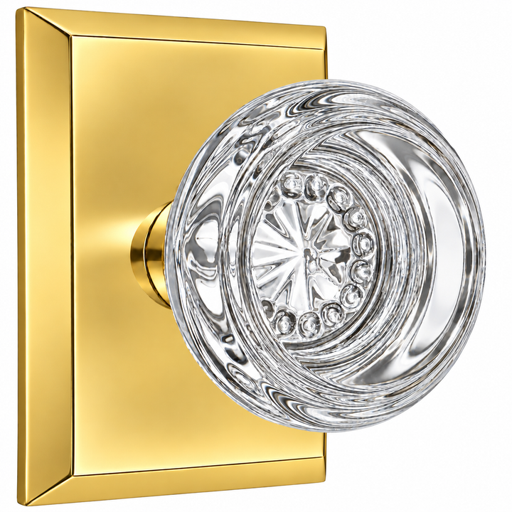 Magnifique® Rectangular Door Set with Crystal Round Knobs (Several Finishes Available)