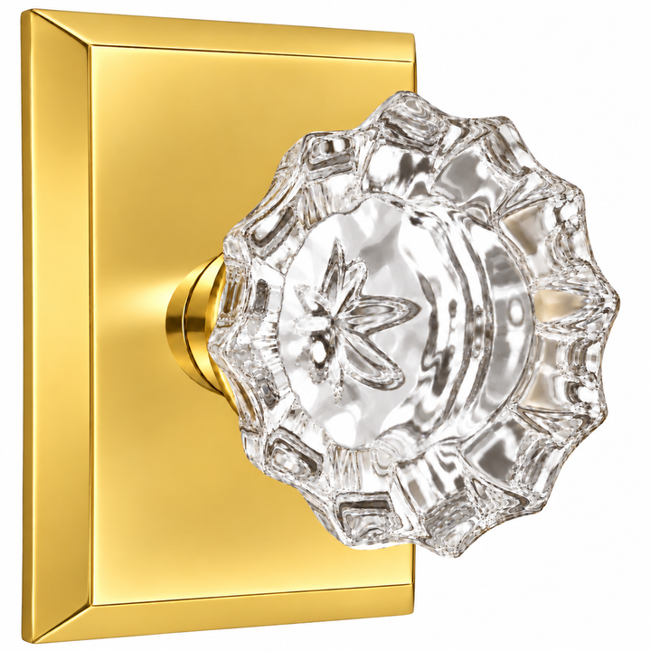 Magnifique® Rectangular Door Set with Crystal Fluted Knobs (Several Finishes Available)