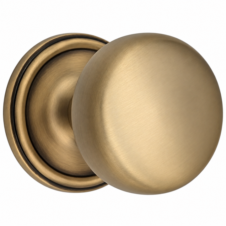 Traditional Rosette Door Set with Round Brass Door Knobs (Several Finishes Available)