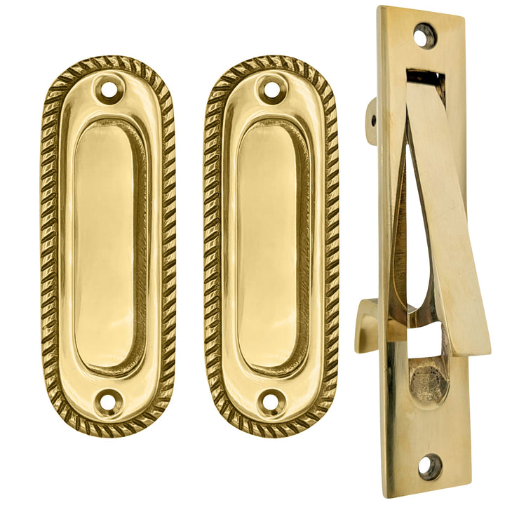 ##Antique Hardware## Georgian Rope Oval Pocket Door Set (Several Finishes Available)