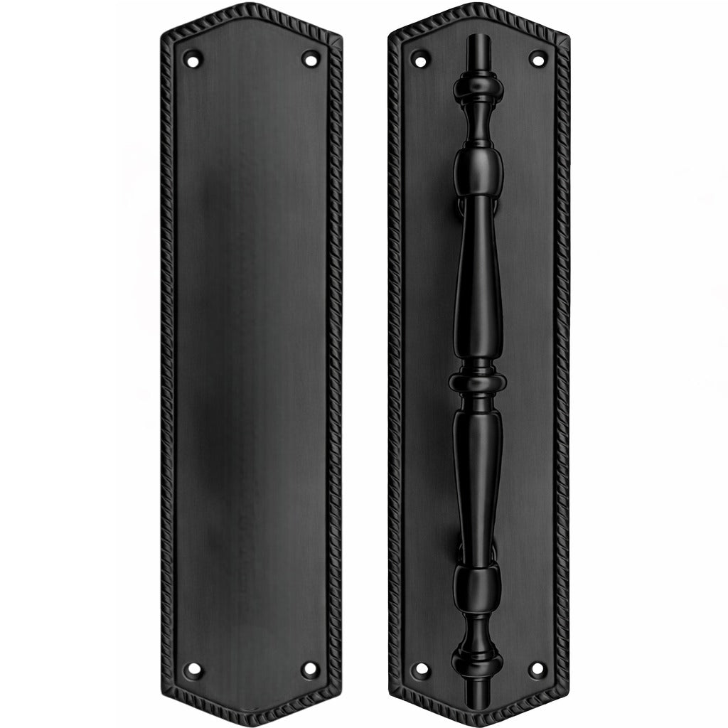 12 Inch Georgian Oval Roped Style Door Pull & Plate Set (Several Finishes Available)