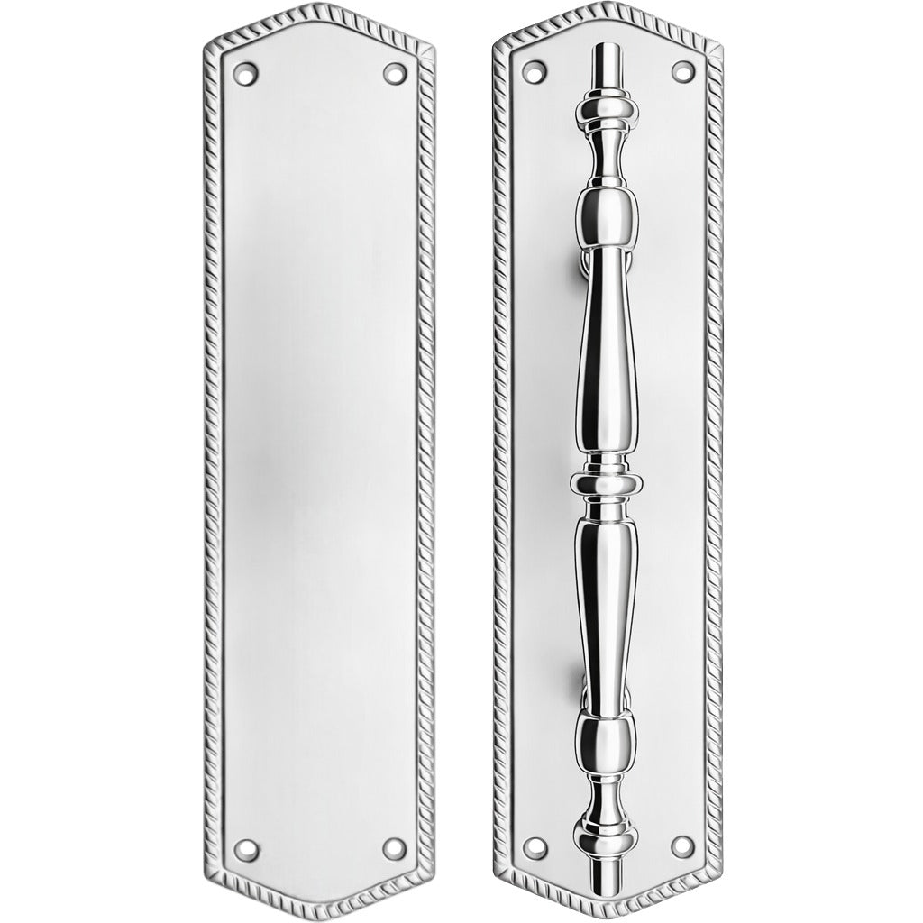 12 Inch Georgian Oval Roped Style Door Pull & Plate Set (Several Finishes Available)