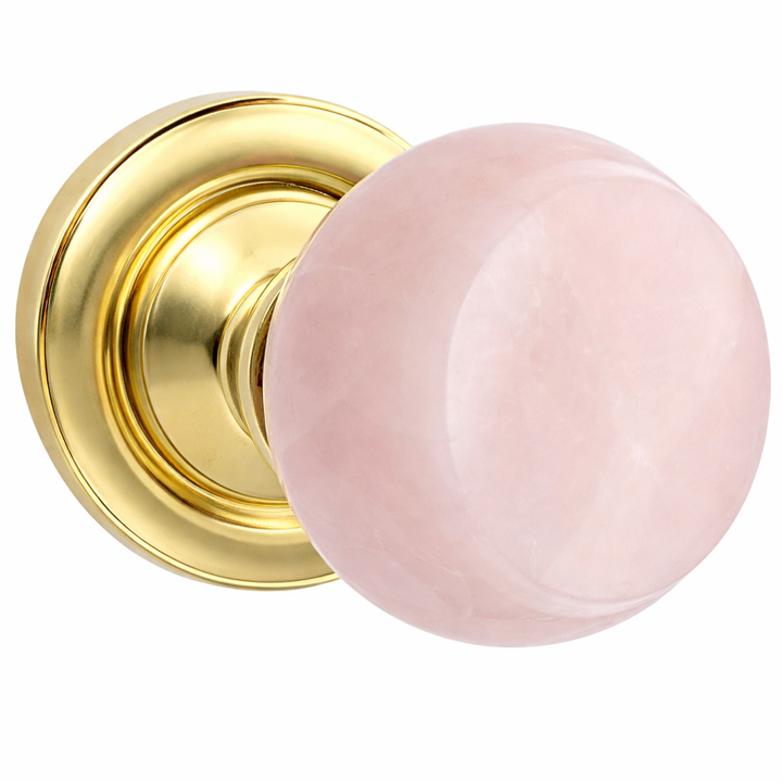 Magnifique® Classic Door Set with Rose Quartz Knobs (Several Finishes Available)
