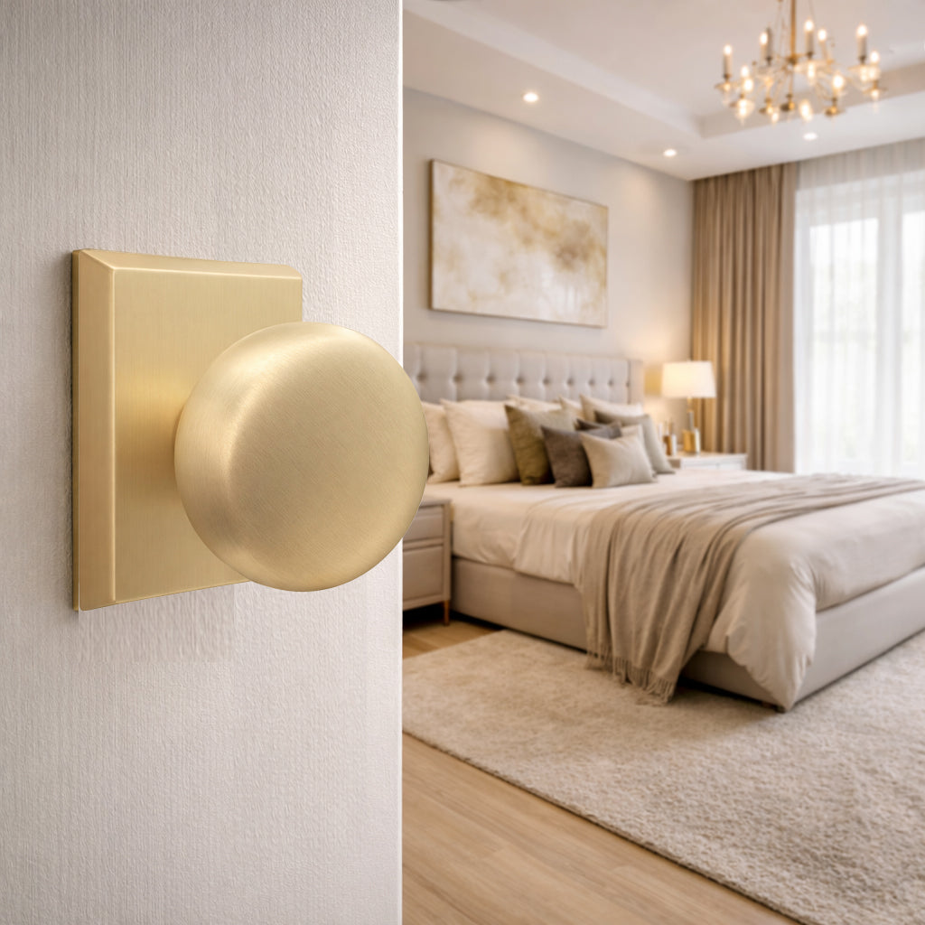 Magnifique® Rectangular Door Set with Brass Round Knobs (Several Finishes Available)