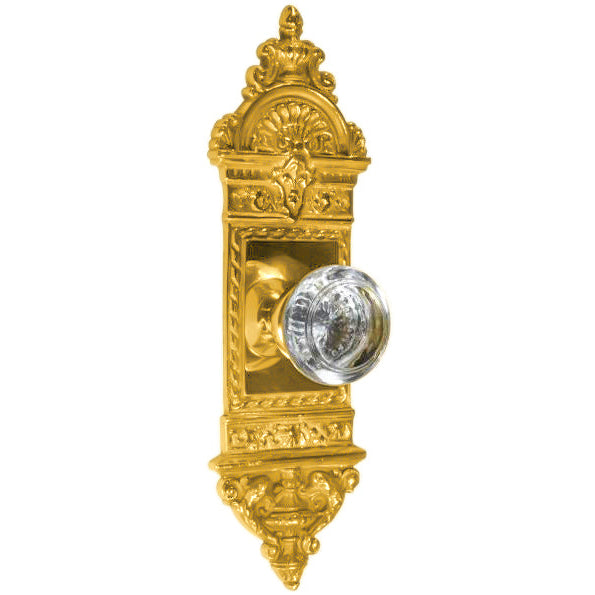 L'Enfant Small Backplate Door Set with Crystal Round Door Knobs (Several Finishes Available)