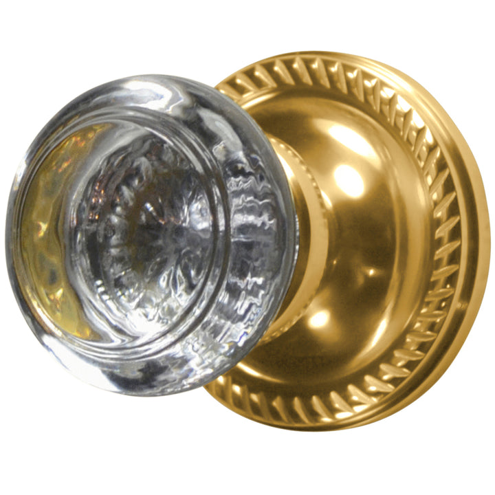 Georgian Roped Rosette Door Set with Round Crystal Door Knobs (Several Finishes Available)