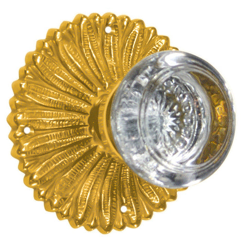 French Provincial Rosette Door Set with Crystal Round Door Knobs (Several Finishes Available)