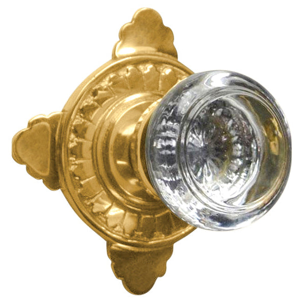 Art Deco Door Set with Round Crystal Door Knobs (Several Finishes Available)