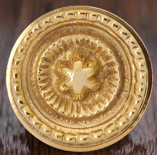 ##Antique Hardware## 1 1/4 Inch Solid Brass Beaded Star Round Cabinet & Furniture Knob