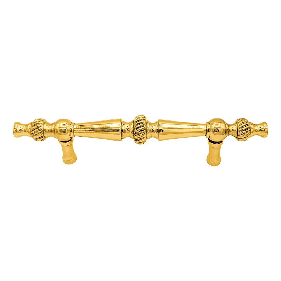 6 1/2 Inch Overall (4 Inch C-C) Solid Brass Georgian Pull (Several Finishes Available)