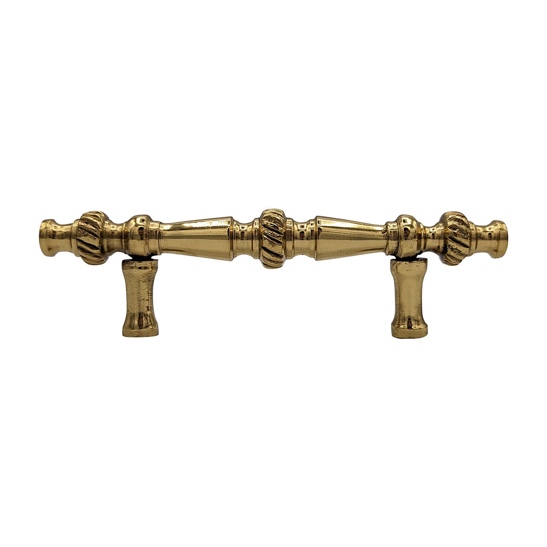 ##Antique Hardware## 5 Inch Overall (3 Inch c-c) Solid Brass Georgian Roped Style Pull (Several Finishes Available)