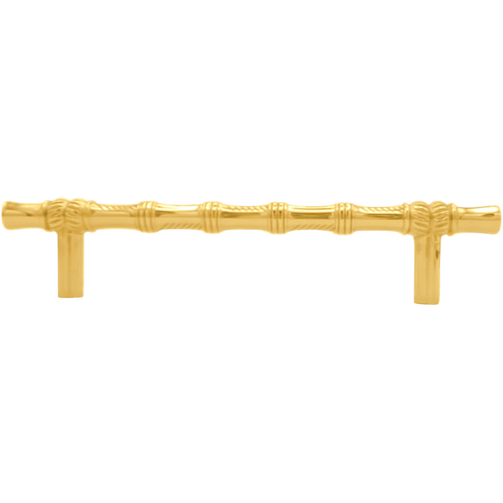 6 Inch Overall (4 1/2 Inch c-c) Japanese Bamboo Pull (Polished Brass Finish)