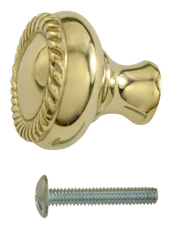 ##Antique Hardware## 1 1/4 Inch Solid Brass Round Georgian Roped Cabinet & Furniture Knob