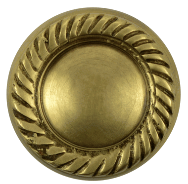 ##Antique Hardware## 1 1/4 Inch Solid Brass Round Georgian Roped Cabinet & Furniture Knob