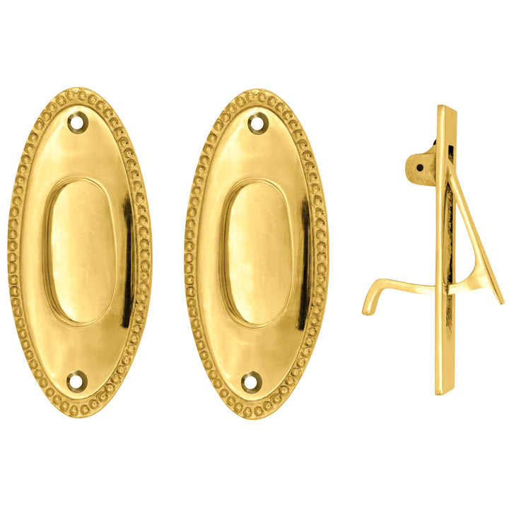 Beaded Oval Pocket Door Set (Several Finishes Available)