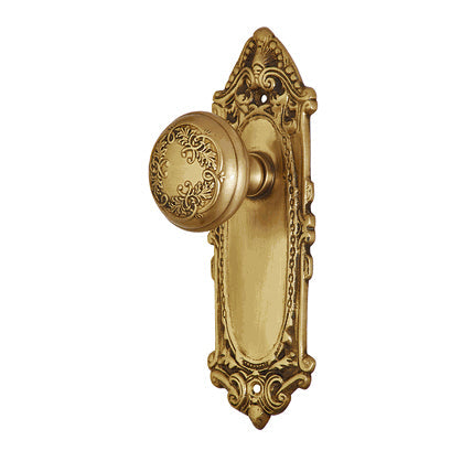 ##Antique Hardware## Ornate Victorian Long Backplate Door Set with Floral Leaf Door Knobs (Several Finishes Available)