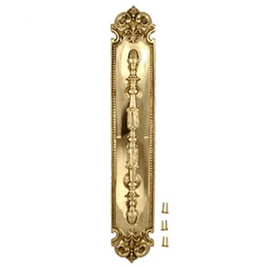 ##Antique Hardware## 18 Inch Solid Brass Traditional Fleur-De-Lis Door Pull & Plate (Several Finishes Available)