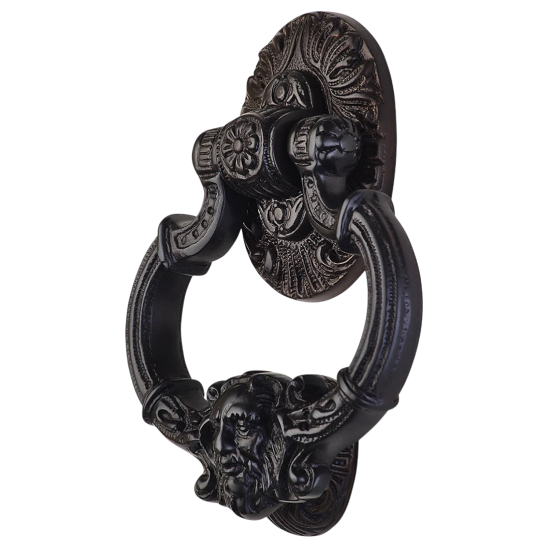 7 Inch (3 3/8 Inch c-c) Neptune Door Knocker in Solid Brass (Several Finishes Available)