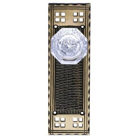 ##Antique Hardware## Craftsman Backplate Door Set with Octagon Crystal Door Knobs (Several Finishes Available)