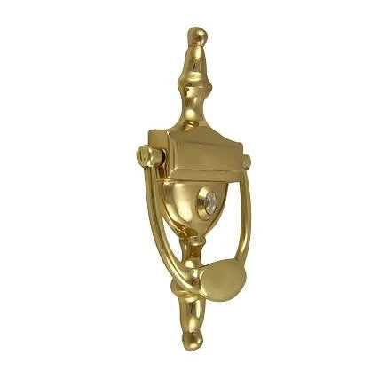 ##Antique Hardware## 6 Inch (3 3/4 Inch c-c) Solid Brass Traditional Door Knocker (Polished Brass Finish)