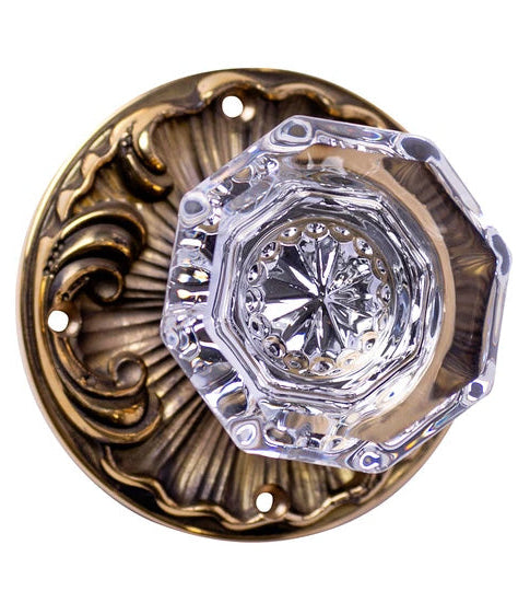 ##Antique Hardware## Romanesque Octagon Glass Door Knob