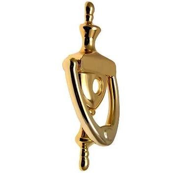 ##Antique Hardware## 6 Inch (3 7/8 Inch c-c) Solid Brass Traditional Knocker (Polished Brass Finish)