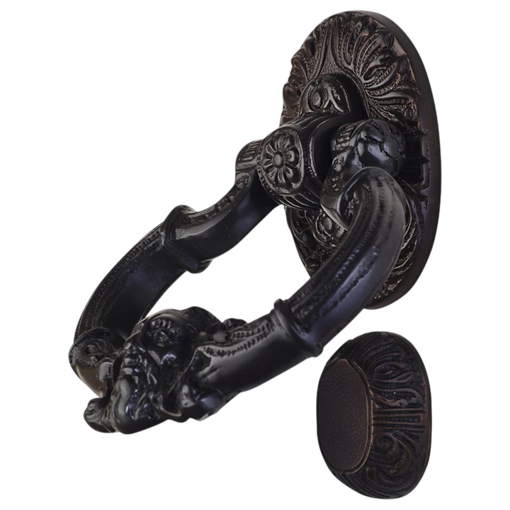 7 Inch (3 3/8 Inch c-c) Neptune Door Knocker in Solid Brass (Several Finishes Available)