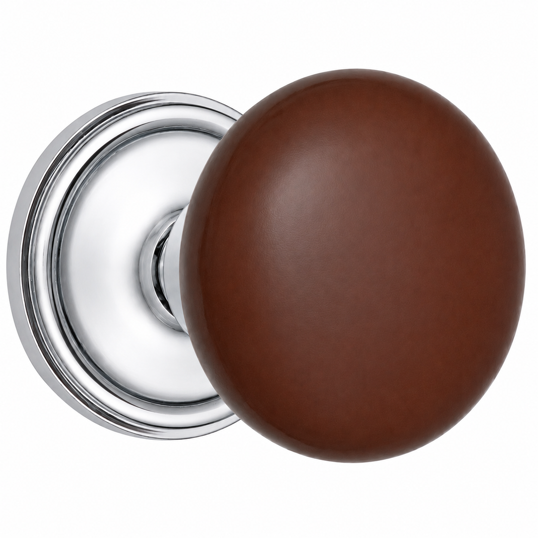Traditional Rosette Door Set with Brown Porcelain Door Knobs (Several Finishes Available)