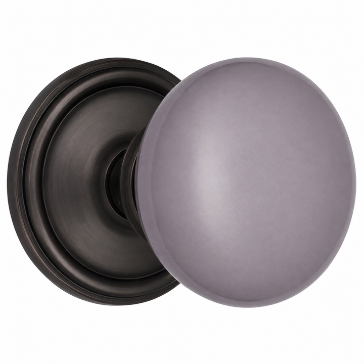 Traditional Rosette Door Set with Gray Porcelain Door Knobs (Several Finishes Available)