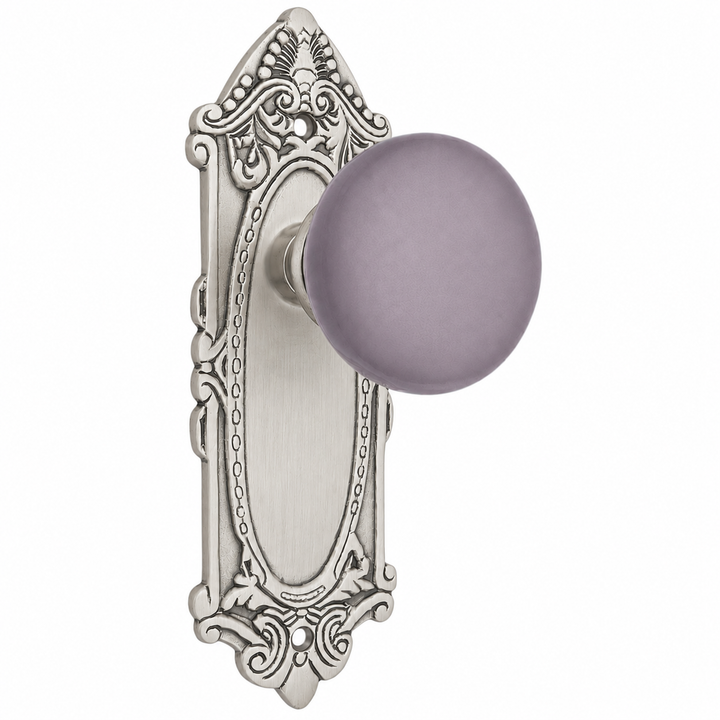 Grey Porcelain Door Knob Set with Largo Design Backplate (Several Finishes Available)