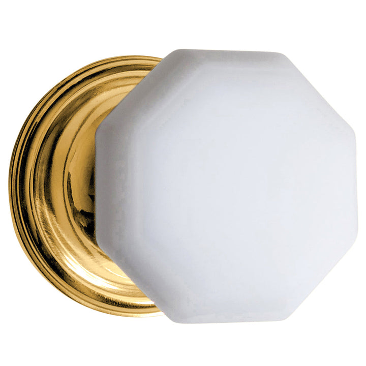 Traditional Rosette Door Set with Octagon Milk Glass Door Knobs (Several Finishes Available)
