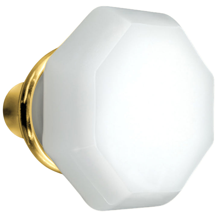 Octagon Milk Glass Spare Door Knob Set (Several Finishes Available)