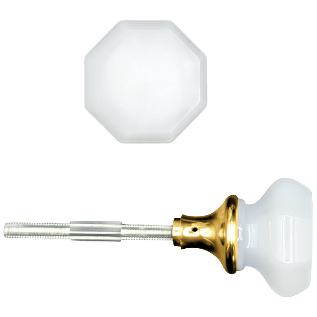 Octagon Milk Glass Spare Door Knob Set (Several Finishes Available)