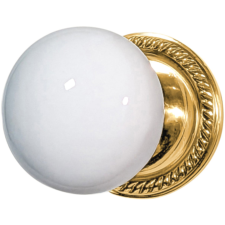 Georgian Roped Rosette Door Set with White Porcelain Door Knobs (Several Finishes Available)