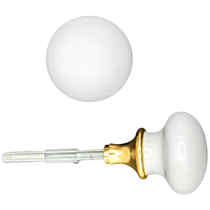 White Porcelain Spare Door Knob Set (Several Finishes Available)