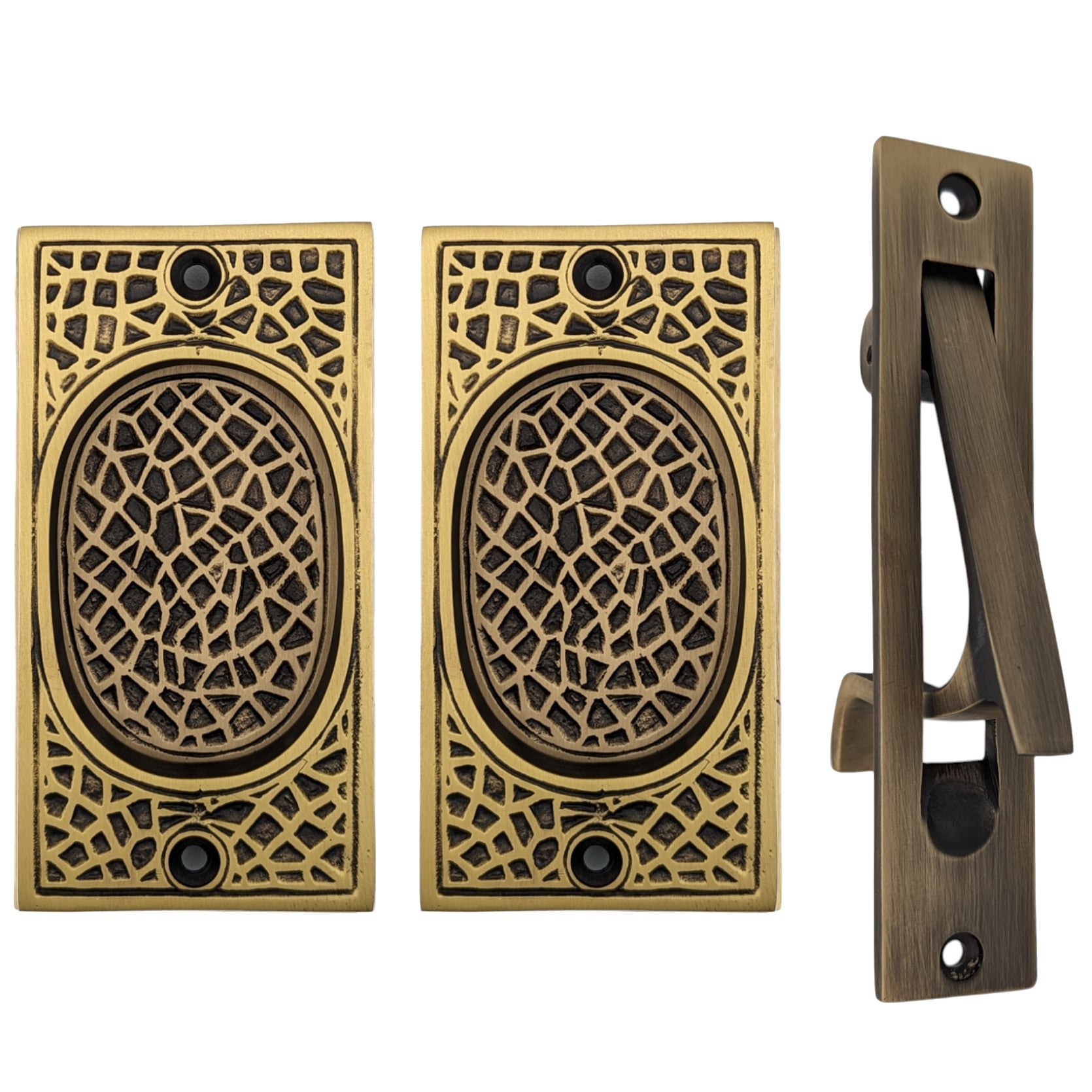 Arts & Crafts Pattern Pocket Door Set (Several Finishes Available