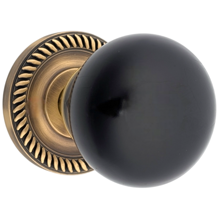 Georgian Roped Rosette Door Sets with Ebony Wood Door Knobs (Several Finishes Available)