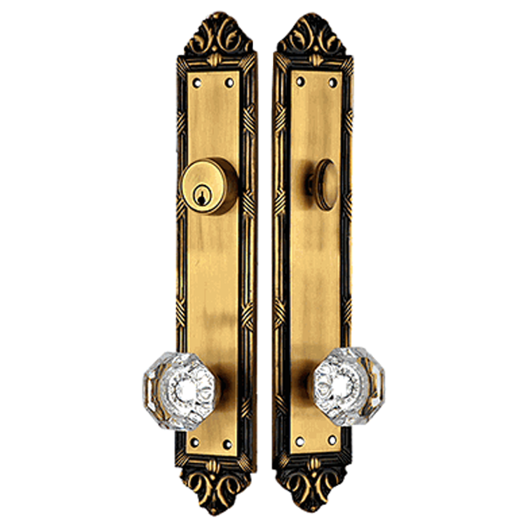 ##Antique Hardware## Ribbon & Reed Oval Deadbolt Entryway Set (Several Finishes Available)