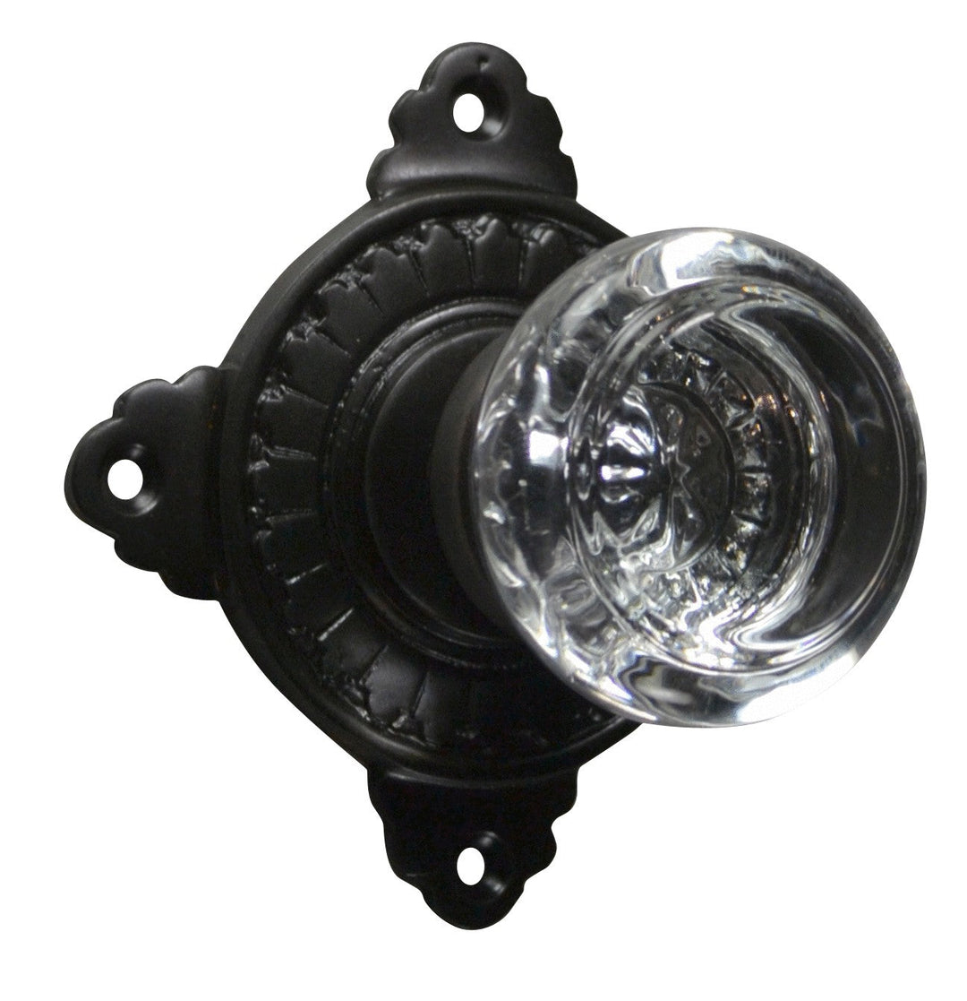 Art Deco Door Set with Round Crystal Door Knobs (Several Finishes Available)