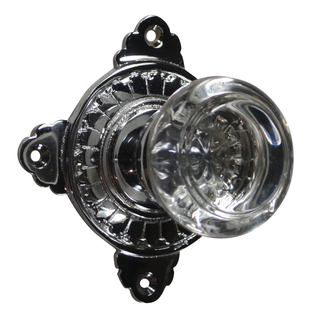 Art Deco Door Set with Round Crystal Door Knobs (Several Finishes Available)