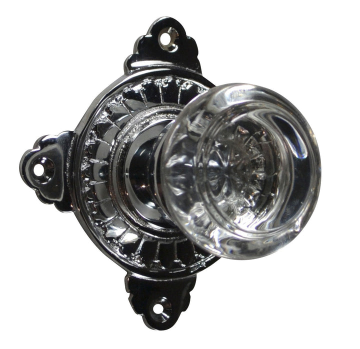 Art Deco Door Set with Round Crystal Door Knobs (Several Finishes Available)