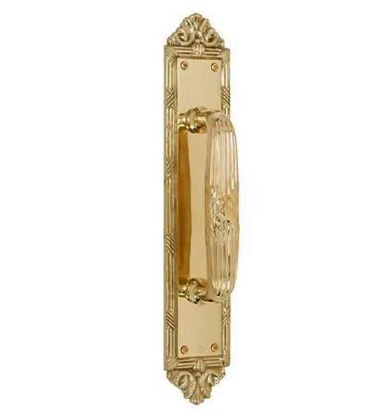 ##Antique Hardware## 13 3/4 Inch Solid Brass Ribbon & Reed Door Pull (Several Finishes Available)