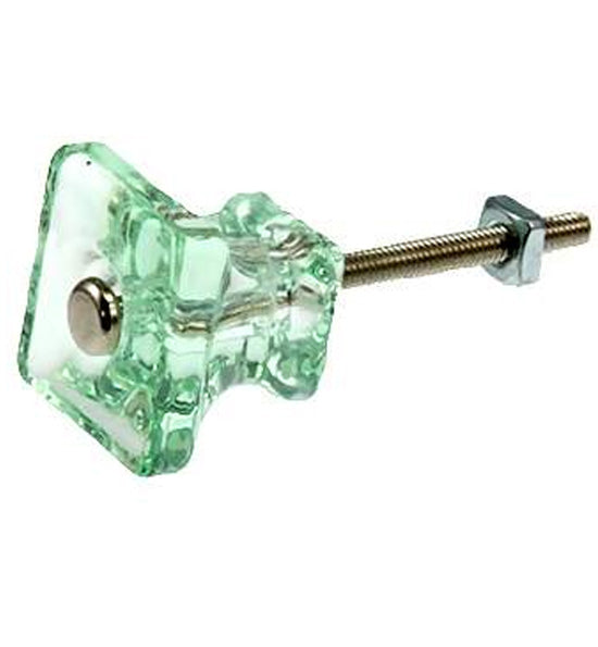 ##Antique Hardware## 1 1/4 Inch Square Crystal Clear Glass Cabinet & Furniture Knobs