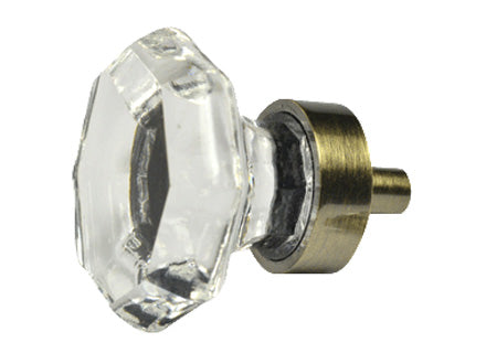 ##Antique Hardware## 1 3/8 Inch Crystal Clear Octagon Old Town Cabinet and Furniture Knob